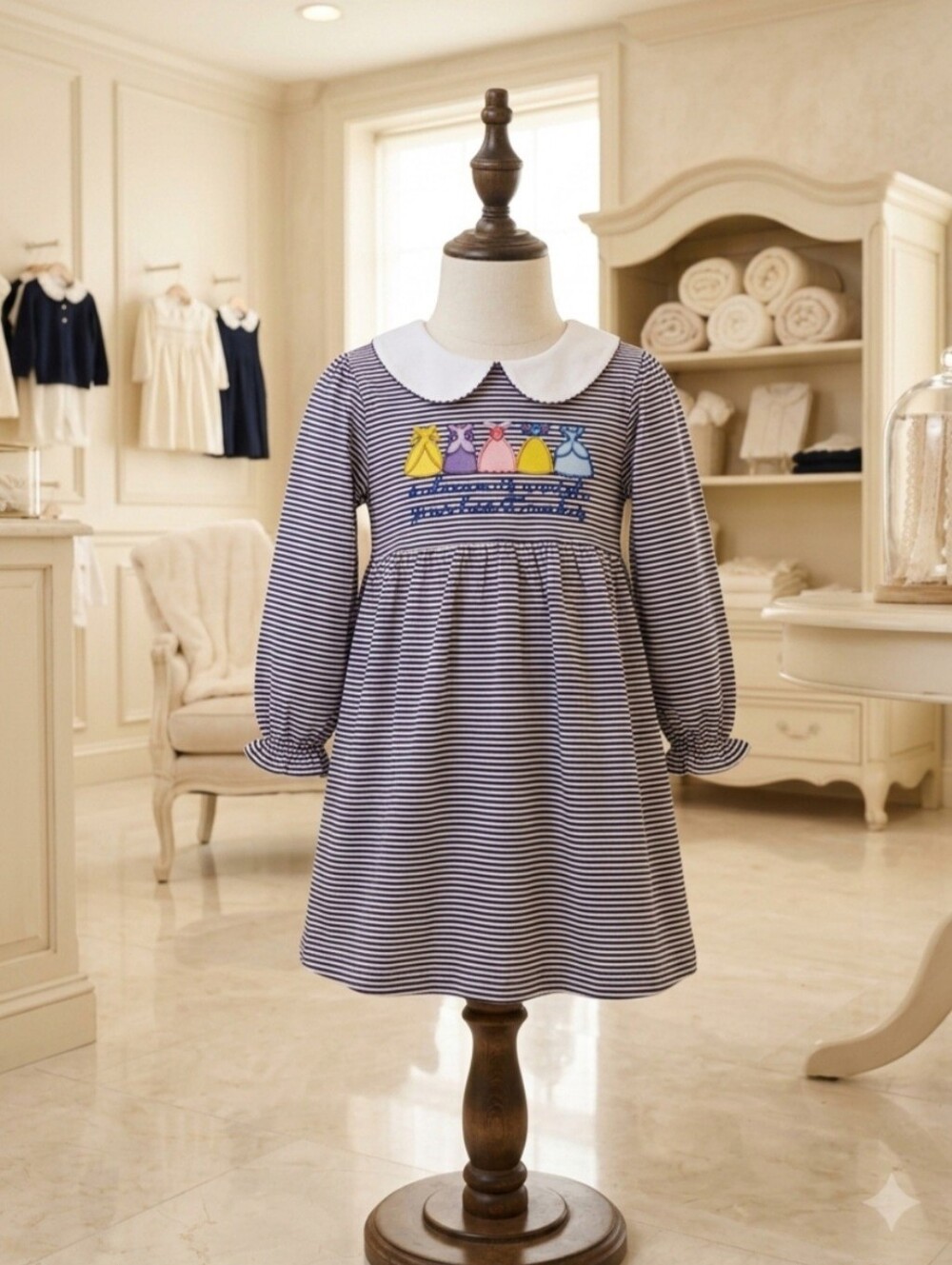 Bayou Blanks 3T Purple & White Long-Sleeve Dress